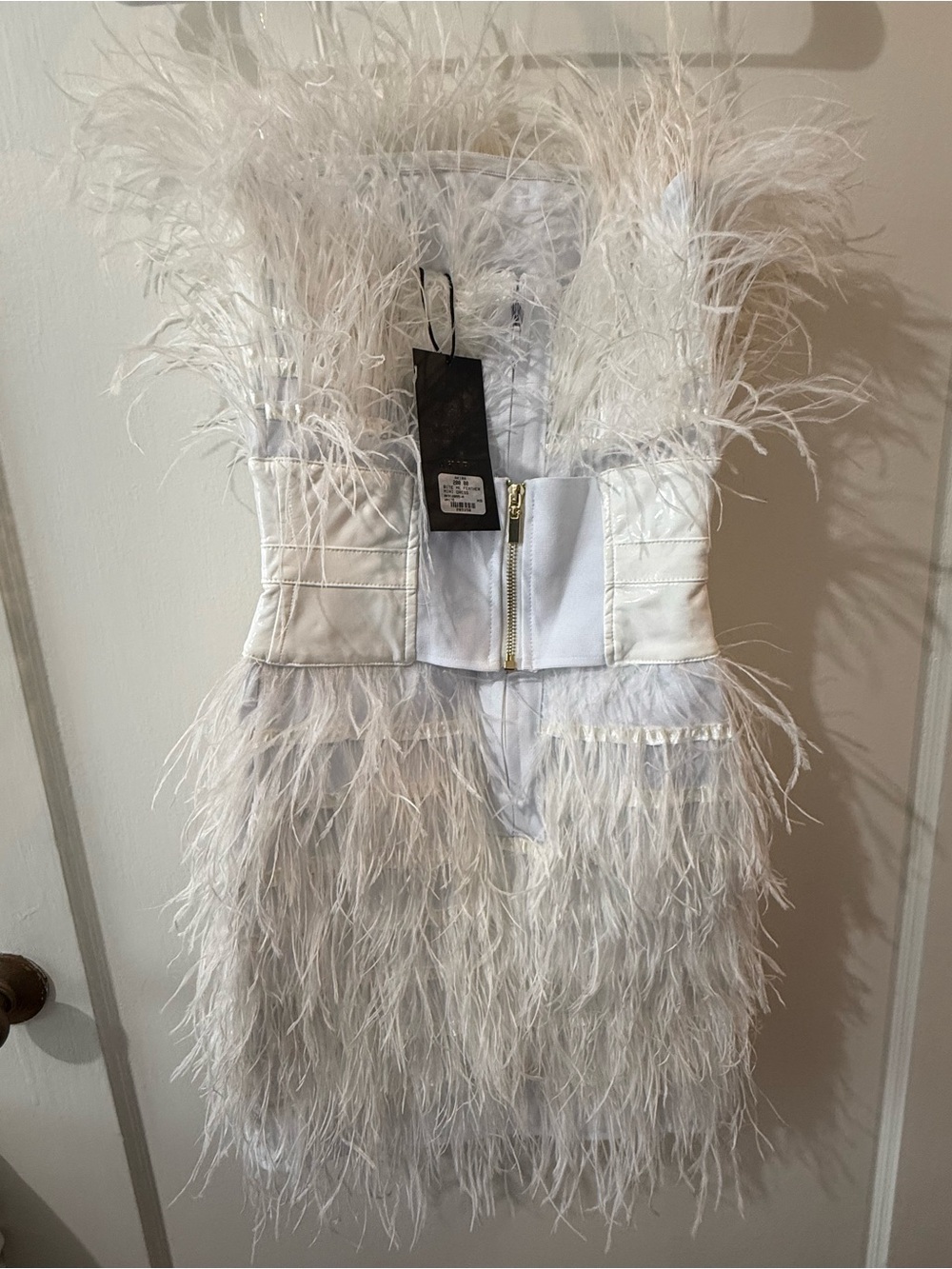 AKIRA White Feathered Mini Dress - Picture 2 of 2
